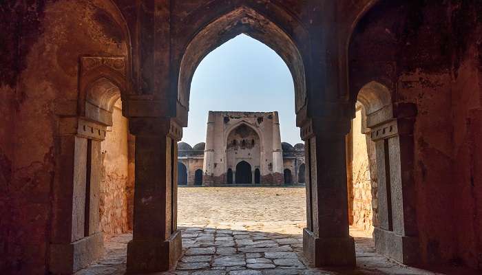 A spectacular view of Begumpur Mosque, the second largest mosque in Delhi