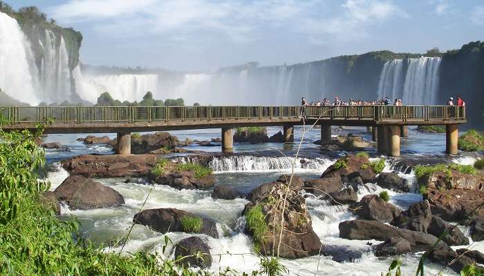 The scenic landscape of Iguazu Falls in South America