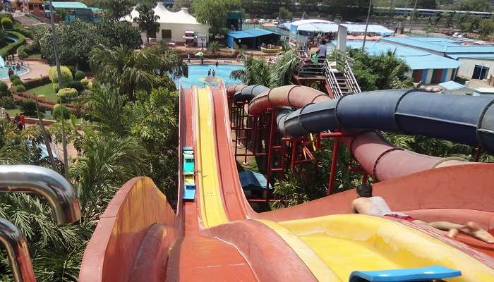 The image of swings in Jalavihar Water Park, among the best places to visit near Golconda Fort