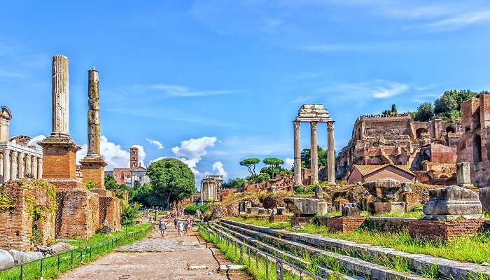 The Via Sacra was the main road during the Roman Empire, among the ancient Roman Forum facts.