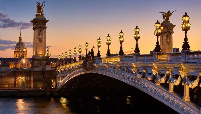 A splendid view of Pont Alexandre III Bridge, one of the best places to visit in Paris