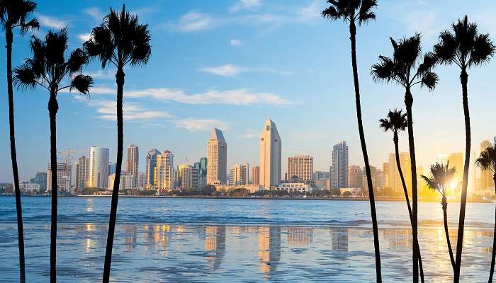 Admire the sunset view of California's Downtown San Diego skyline