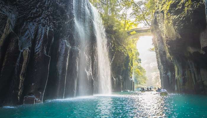 A spectacular view of Takachiho Gorge, one of the hidden gems in Japan