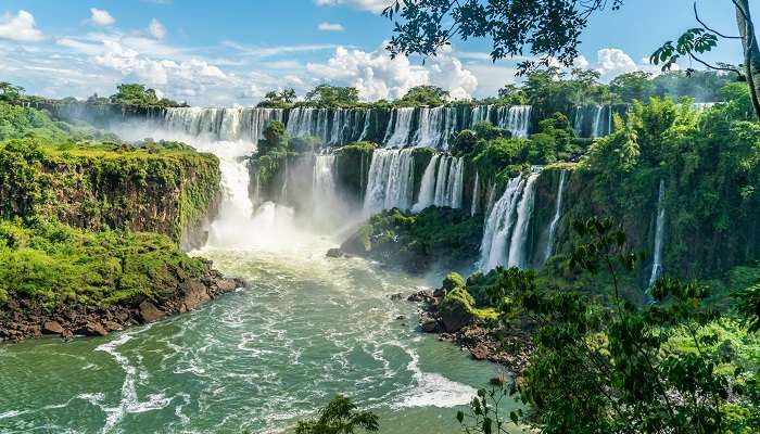 The panoramic view of Iguazu Falls, a natural wonder