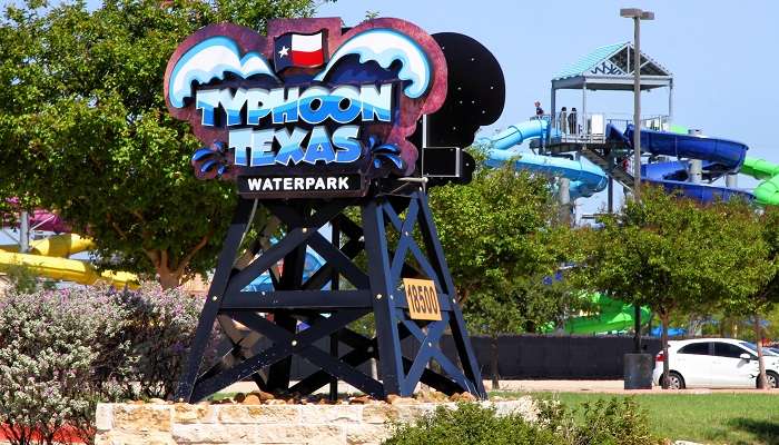 A signboard of Typhoon Texas Waterpark