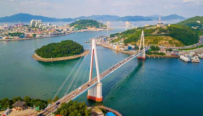 A majestic view of Yeosu which is one of the picturesque small towns in South Korea