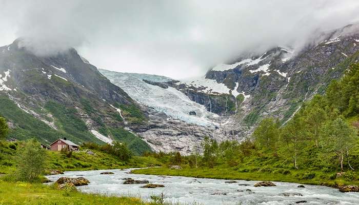 The view of Bøyabreen Glacier, Fjærland in Norway.