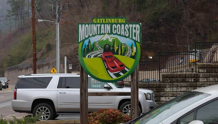 The sign board of Gatlinburg Mountain Coaster.
