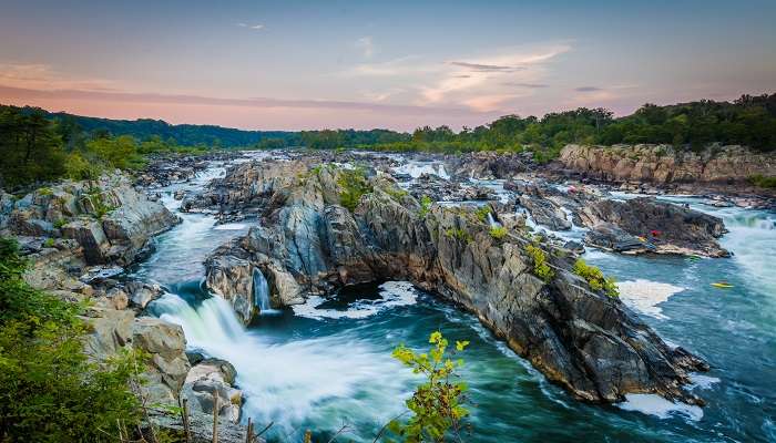 The jaw-dropping vista of Great Falls Park on the Potomac River, among the beautiful hidden gems in Maryland.