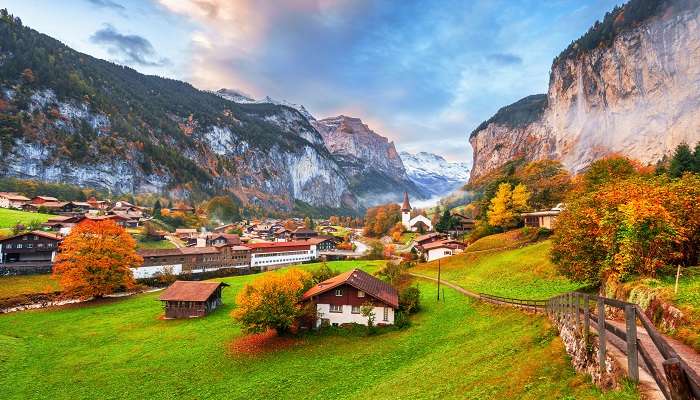 A stunning view of Lauterbrunnen which is one of the spectacular places in Switzerland