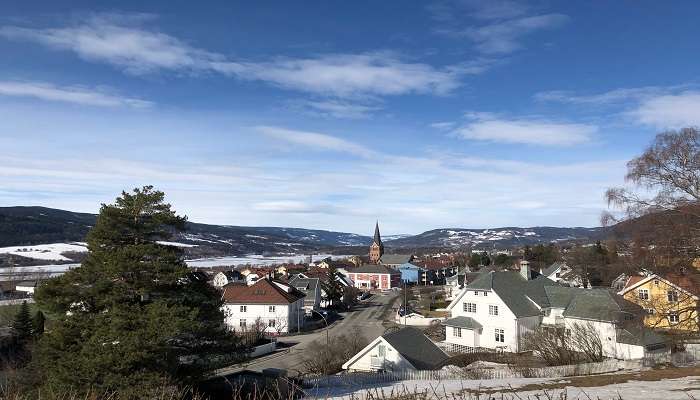 The stunning view of Lillehammer, one of the most beautiful villages in Norway