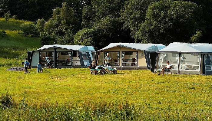 One of the best campsites in Aviemore, Loch an Eilean Motorhome Park offers stunning views of the Rothiemurchus Forest