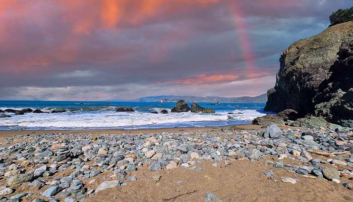 The jaw-dropping view of Mile Rock Beach, San Francisco.