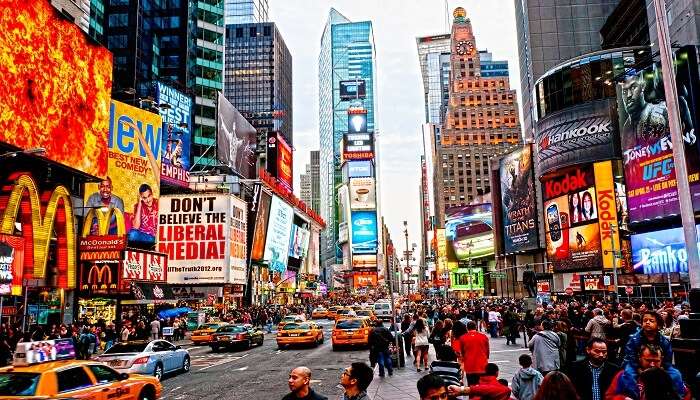Times Square is a popular tourist destination that is often among the top bucket list for families in the world.