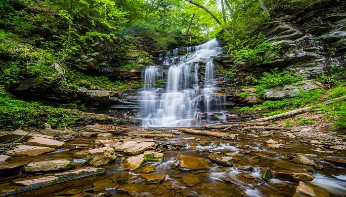 The spectacular view of Ganoga Falls, at Ricketts Glen State Park.