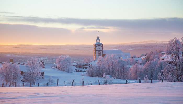 The winter view of the Norwegian town, Røros.