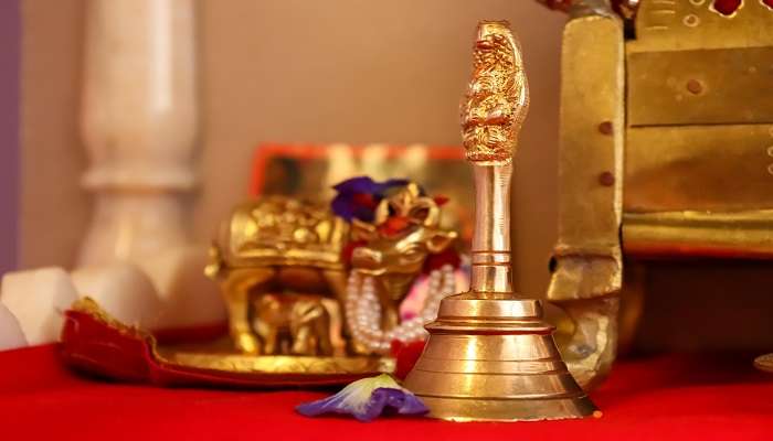 The pooja room bell in the temple.