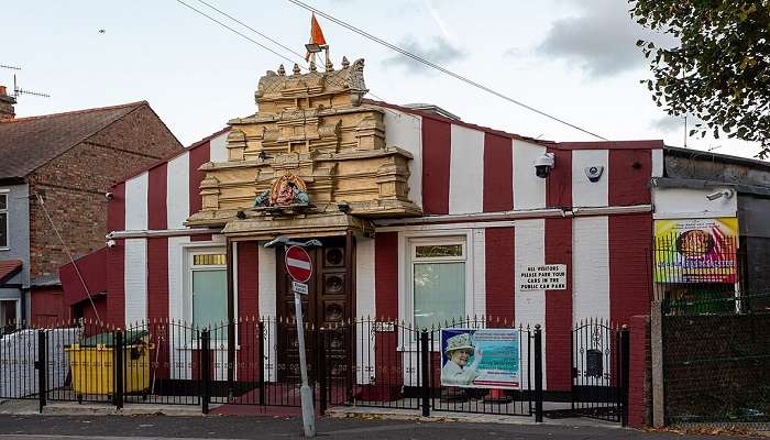 The exterior view of Sri Karpaga Vinayagar Temple in London.