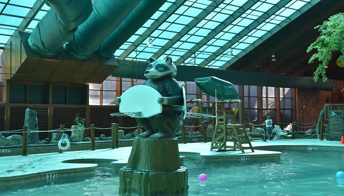 The view of the largest indoor water park, Wild Bear Falls Water Park at Westgate Smoky Mountain Resort.