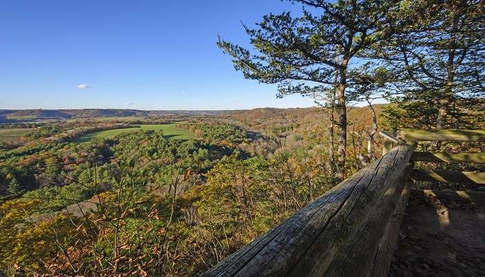 The vista of Wildcat Mountain State Park, one of the amazing camping sites in Wisconsin.