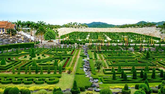 A panoramic view of the beautiful Nong Nooch Tropical Gardens