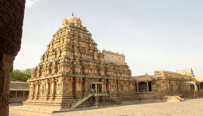 Built in the 12th Century, the Airavatesvara Temple resembles the shape of a chariot when viewed from afar.