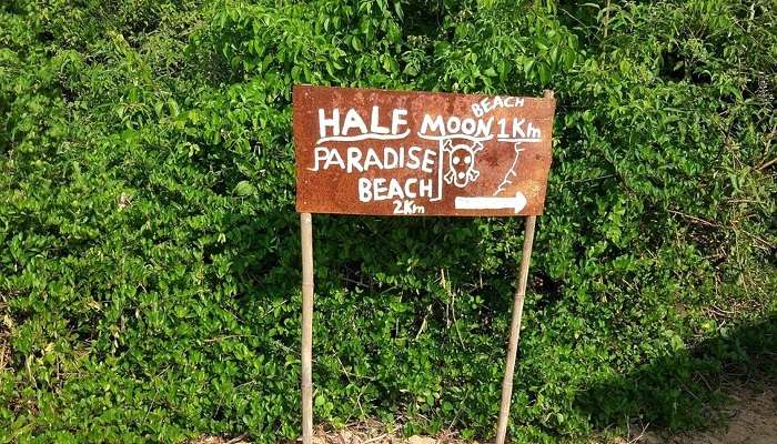 The signboard of Half Moon Beach