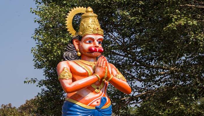The statue of Lord Hanuman in the Anantha Padmanabha Swamy temple