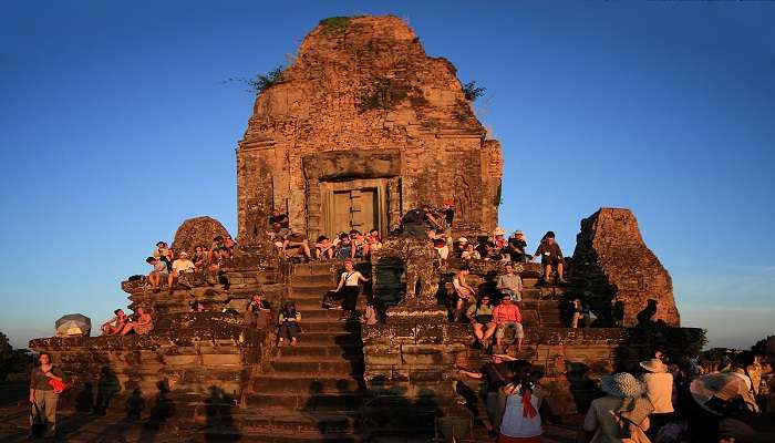 A tourist gathering at the lovely sunset