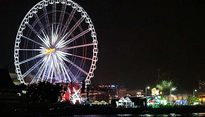 Neon lights ferris wheel at Asiatique is a must visit while exploring the Bangkok. 