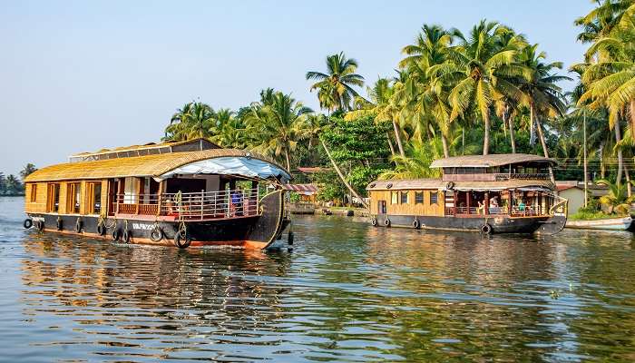 Houseboats on the backwaters of Alappuzha.