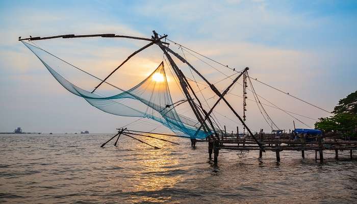 Fishing net in Cochin, a spot to experience the enroute Hyderabad to Kerala road trip