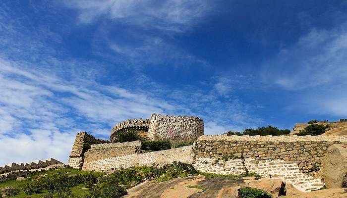 A view of the Bhongir Fort, one of the best places to see in Hyderabad within 100 kms