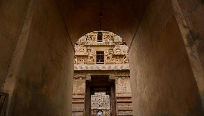 Stunning and magnificent entrance of Thanjavur's Brihadeeswarar Temple.