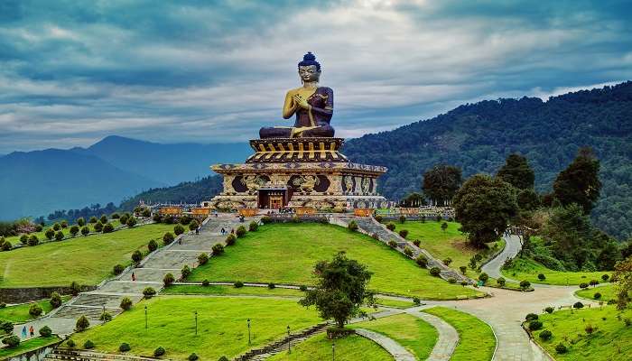 The majestic Buddha statue placed in Ravangla Park, a popular offbeat destination in Sikkim