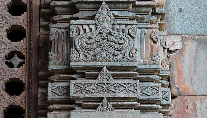 Chalukya-style carved door entrance at the Chandramouleshwara Temple Hubli.