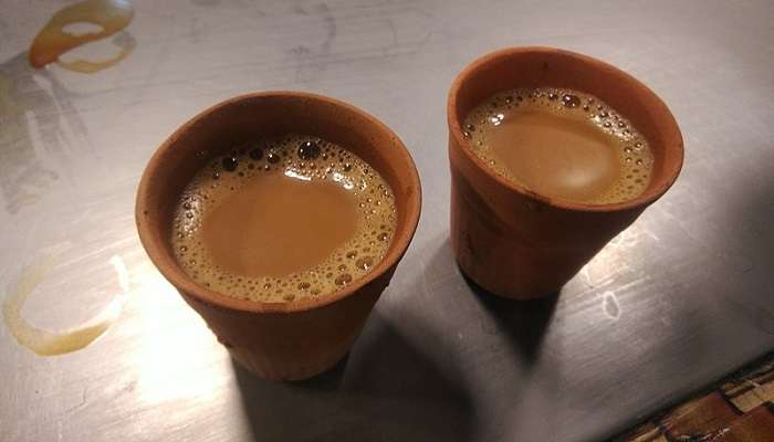 Visitors can enjoy chai at the ashram