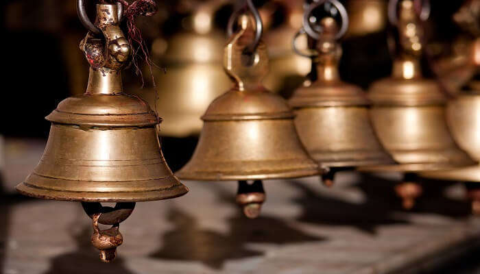  A majestic view of bells in temple