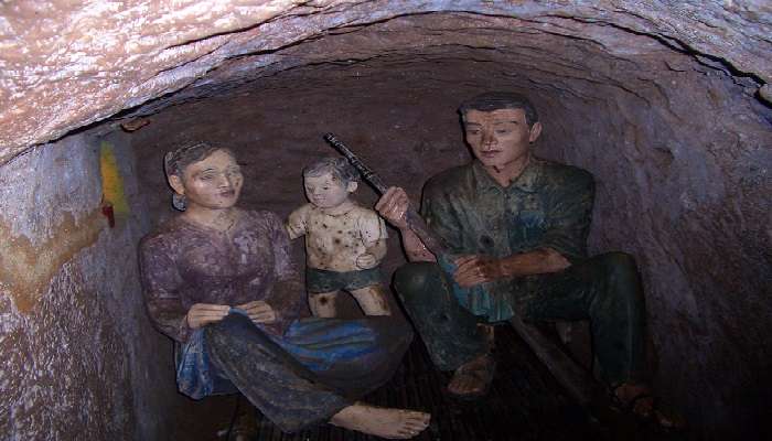  Underground pit in Vinh Moc, Vietnam showcasing how people lived during the war. 