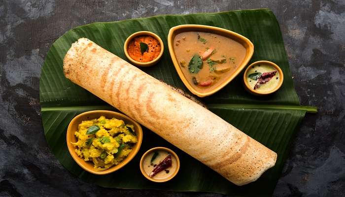 Paper Masala dosa is a South Indian meal served in one of the best restaurants in Hubli. 