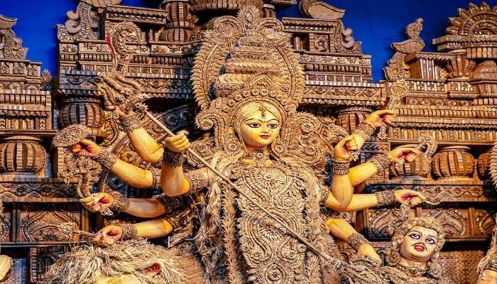 Goddess Durga, also identified as Adi Parashakti, Devī, Shakti, Bhavani, Parvati, Amba, Yogmaya and numerous other names.