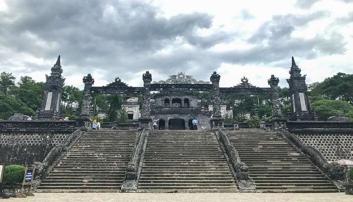 The Mausoleum of Emperor Khai Dinh near the Imperial City and Purple Forbidden City within the Citadel in Hue, Vietnam.