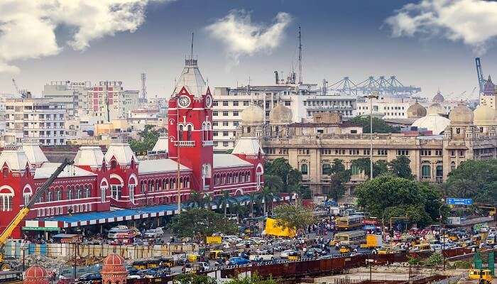 Chennai station from where you can start your journey to Murugan temple.