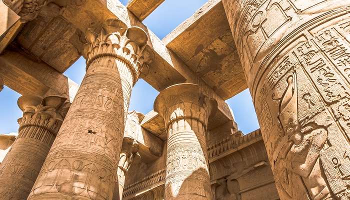 Gaze at the hieroglyphics in the Kom Ombo Temple