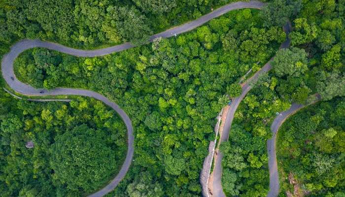 The aerial view of Kondapalli ghat road