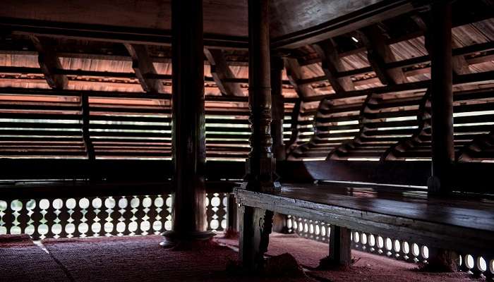 An inside view of the Durbar Hall in Krishnapuram Palace