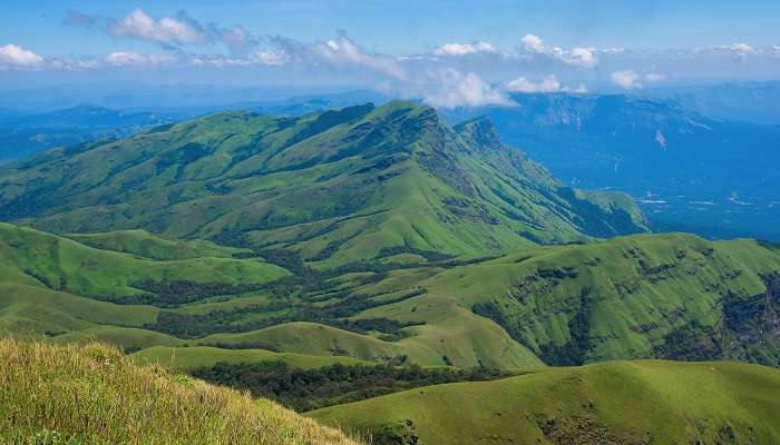 Breathtaking scenery of the Kudremukh Hill Range, the top choice for nature lovers exploring trekking near Mangalore.