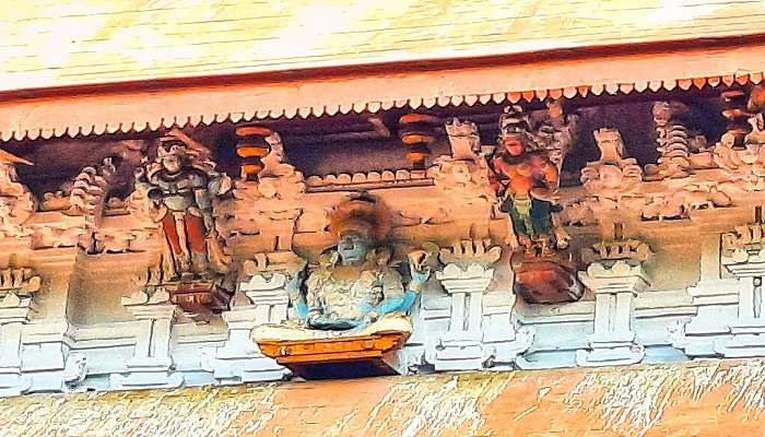 The exterior view of mandir in Kerala.