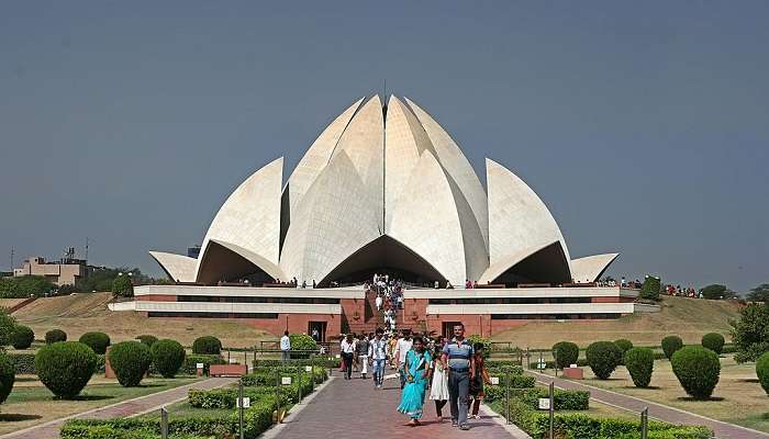 The Lotus Temple and one of the worshipping houses for the Baha'is are striking examples of places to visit near Red Fort