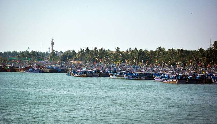 A fishing depot at Maple Beach, among the best places to visit near Udupi within 100 kms